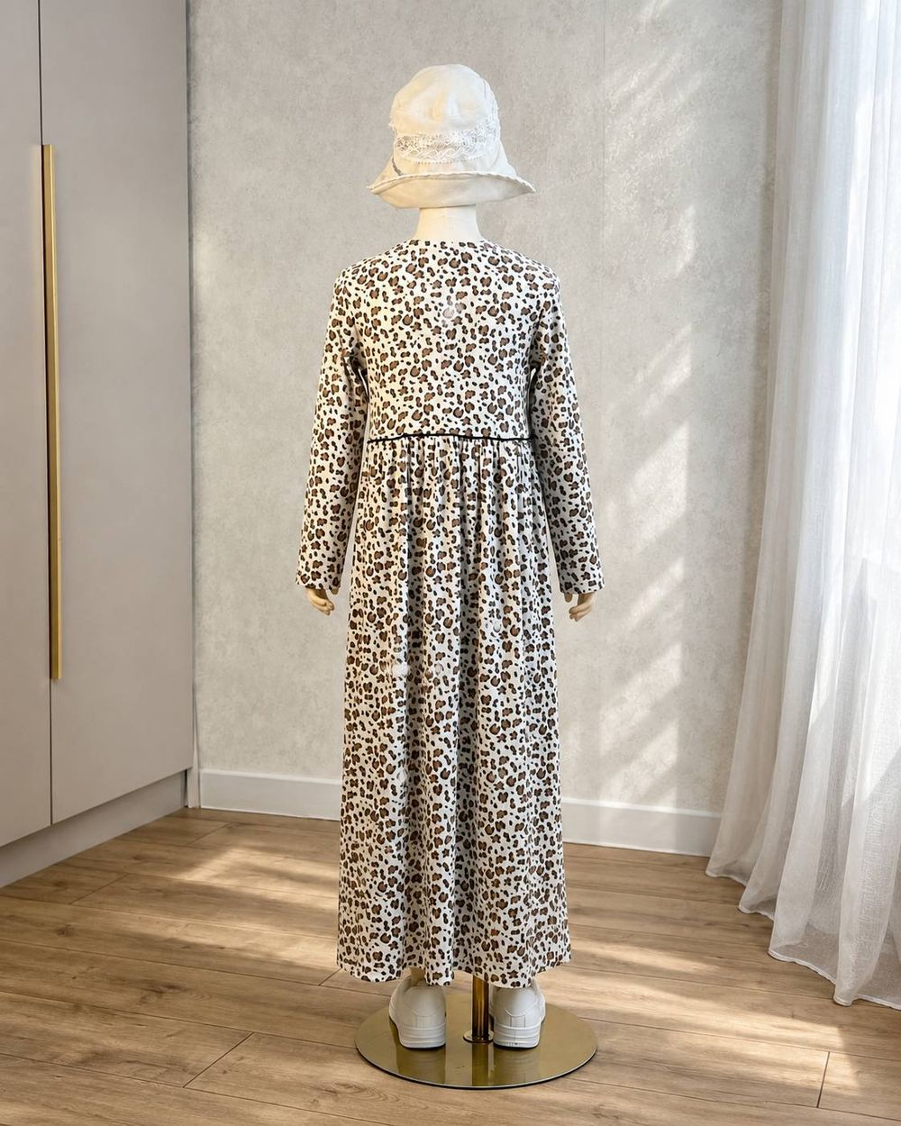 Leopard-print long-sleeve maxi dress